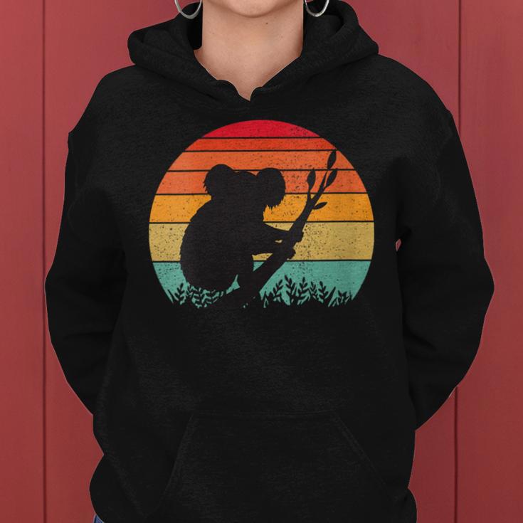 Damenintage Retro Koala Liebhaber Mama Papa Junge Mädchen Geburtstagsgeschenk Mit-Ausschnitt Kapuzenpullover für Damen