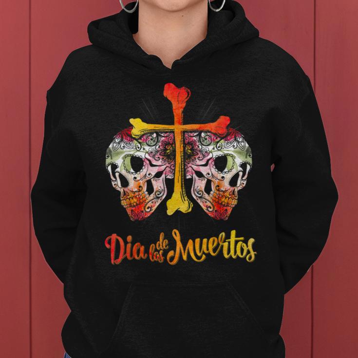 Day Of The Dead Cross Bones Sugar Skull Flower Women Hoodie