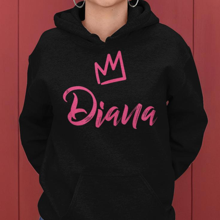 Diana The Queen Pink Crown & Name For Called Diana Women Hoodie