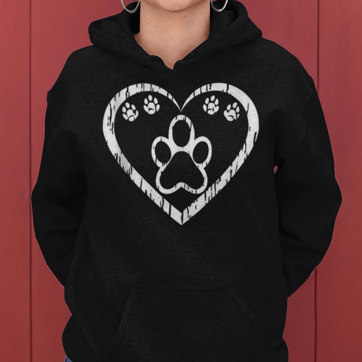 Dog Lover Damen Herren Mama Papa Herz Hund Pfotenabdruck Kapuzenpullover für Damen