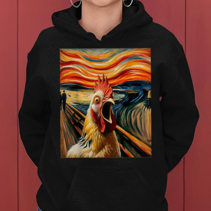 Expressionist Scream Chicken Lovers Artistic Chicken Women Hoodie