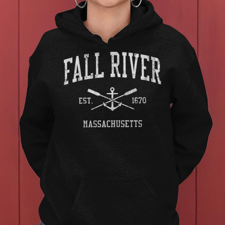 Fall River Ma Vintage Crossed Oars & Boat Anchor Sports Women Hoodie
