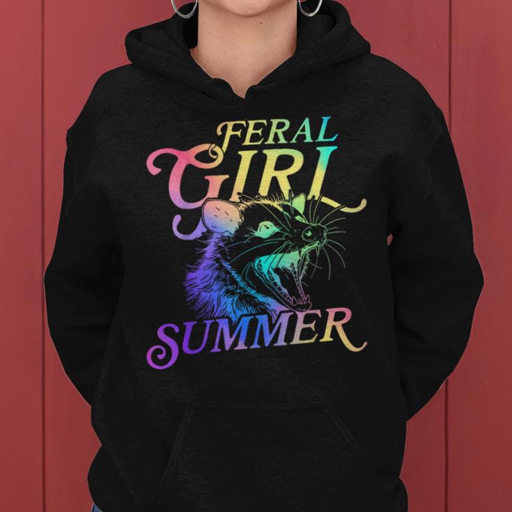 Feral Girl Summer Opossum Tie Dye Pastel Color Women Hoodie