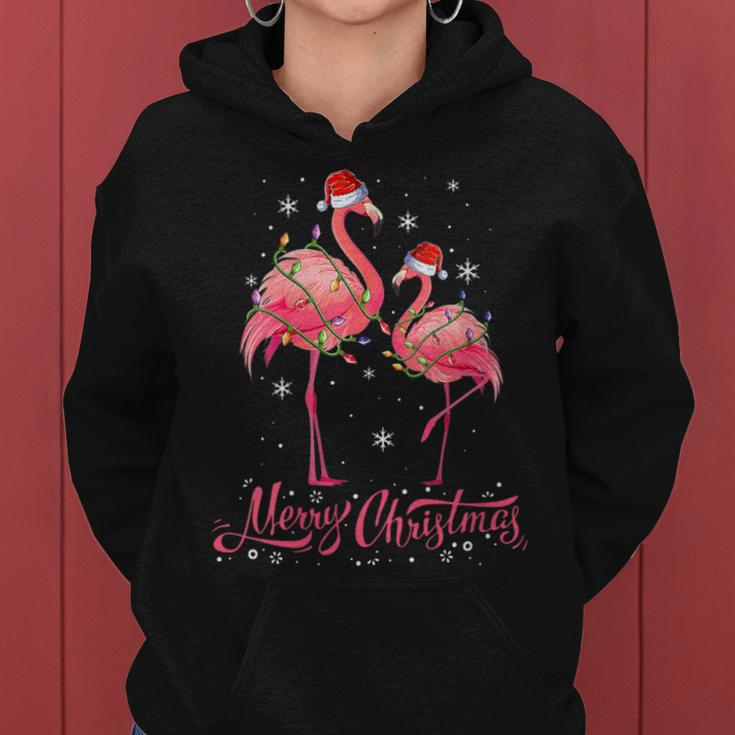 Flamingo Santa Light Christmas Sweater Flamingo Christmas Women Hoodie