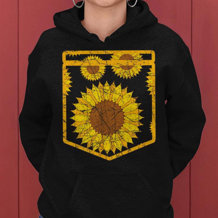 Florist Floral Cute Yellow Flower Pocket Sunflower Women Hoodie