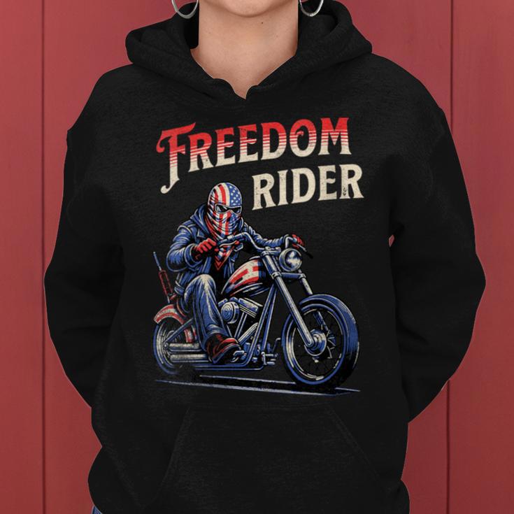 Freedom Rider Motorcycle American Flag Patriotic Usa Women Hoodie