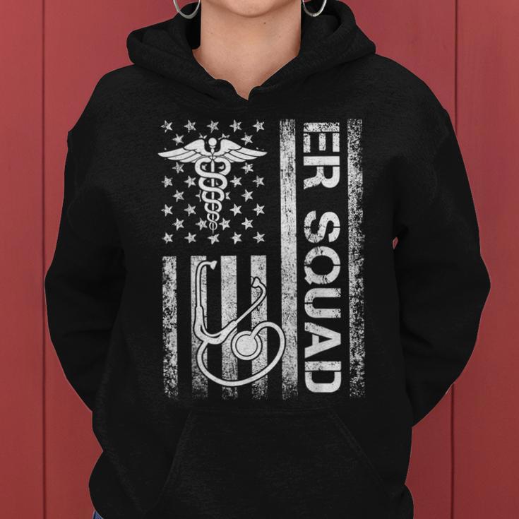 Er Nurse Doctor Emergency Room Hospital Squad Flag Us Women Hoodie