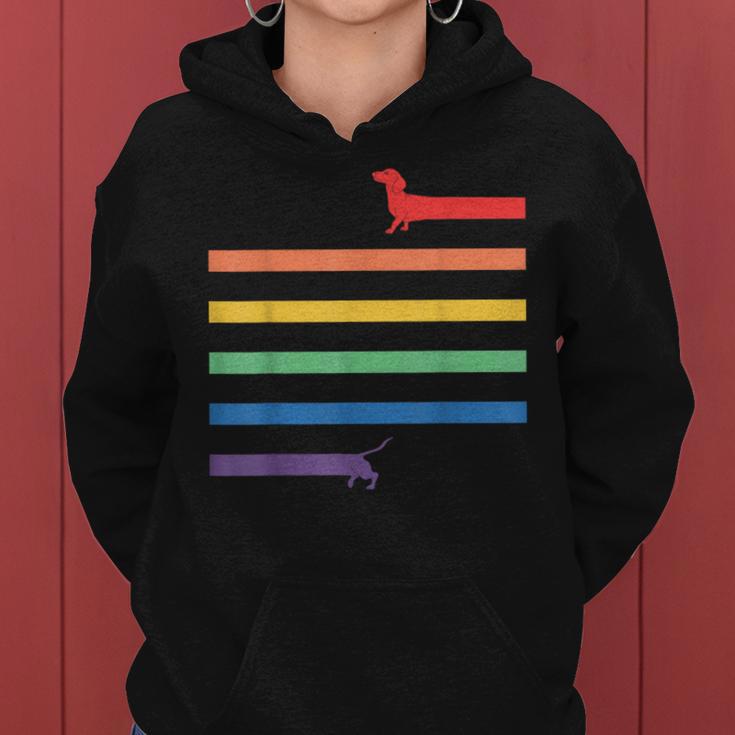 Lgbt Gay Pride Dachshund Rainbow Flag Dog S Kapuzenpullover für Damen