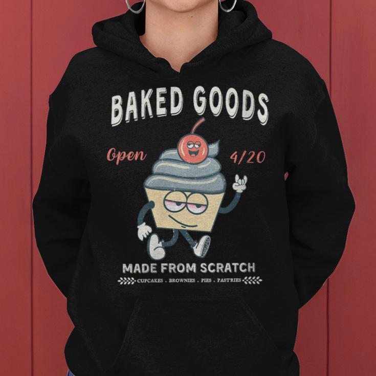 Retro Weed Cupcake Vintage 420 Baked Goods Women Hoodie