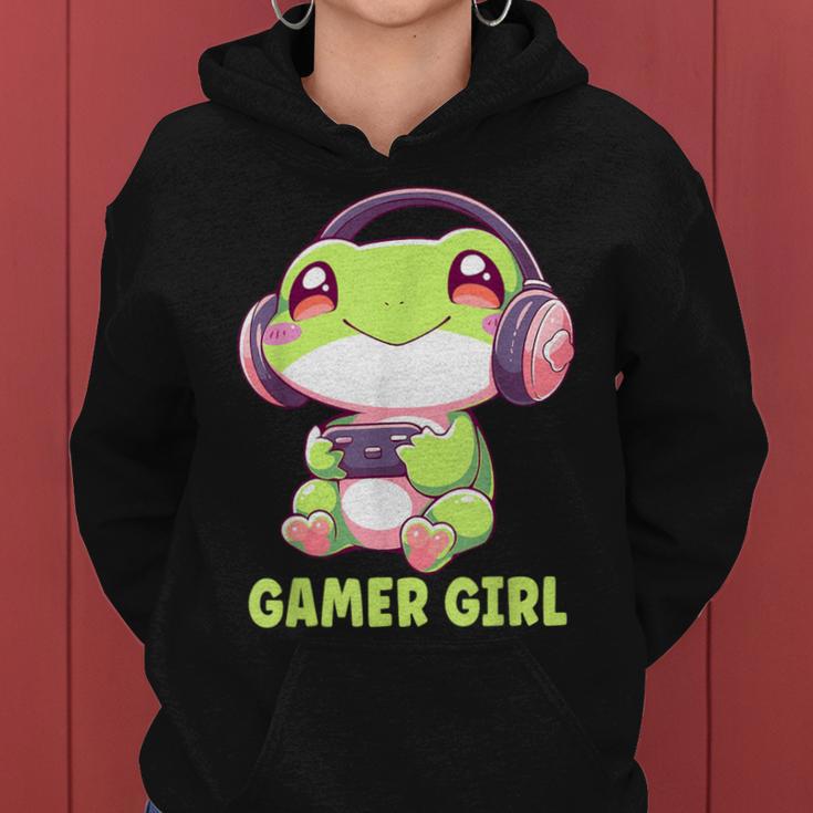 Gamer Girl Frog Gaming Kawaii Anime Gamer Frog Girls Women Women Hoodie