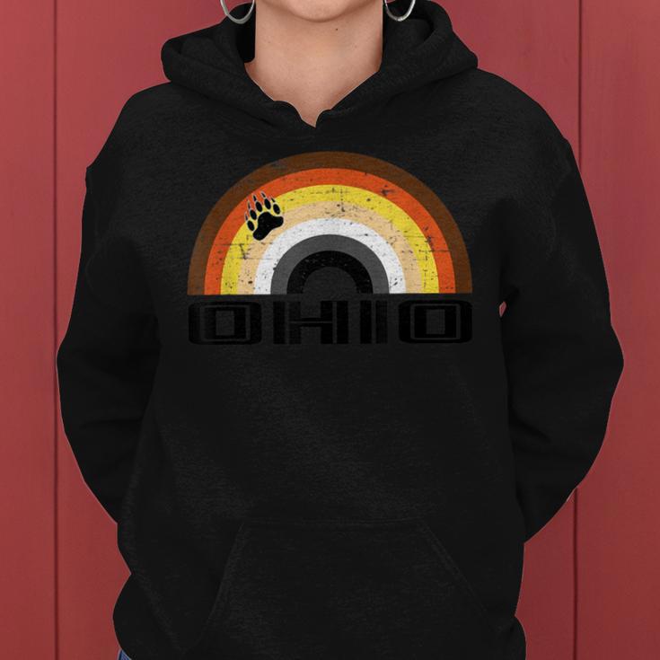 Gay Bear Ohio Rainbow Pride Vintage Distressed Women Hoodie