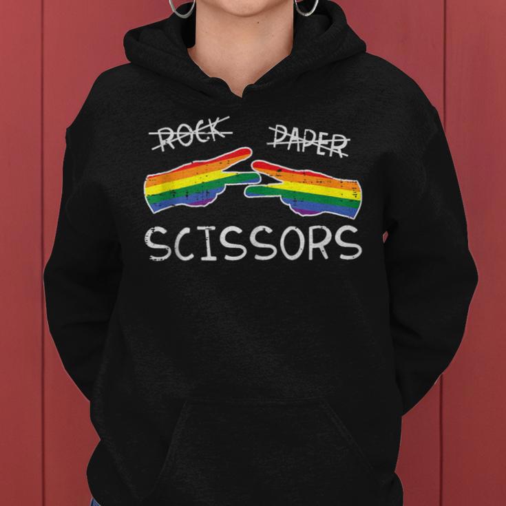 Gay Lesbian Rock Paper Scissors Fun Rainbow Pride Lgbt Women Women Hoodie