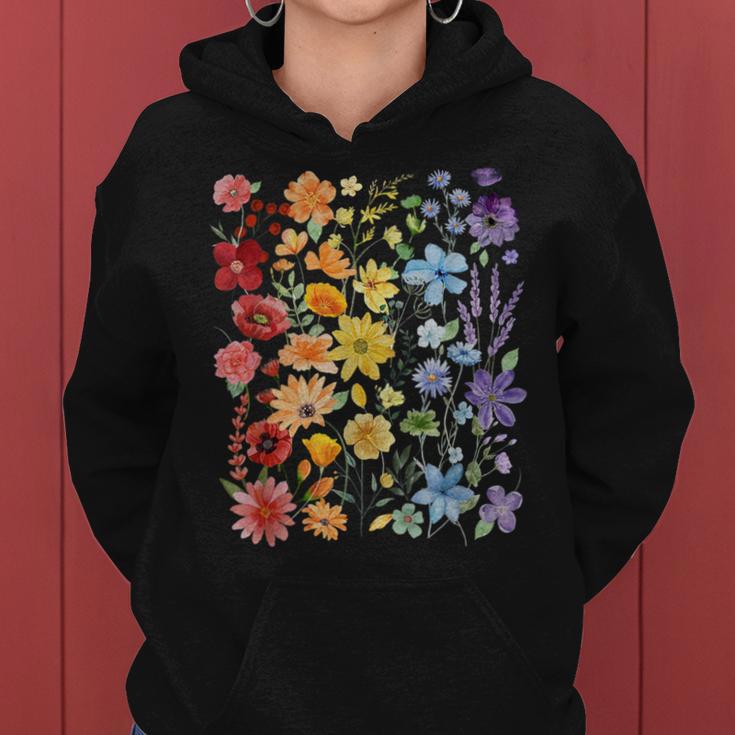 Gay Pride Subtle Wildflowers Lgbtq Month Rainbow Flowers Women Hoodie