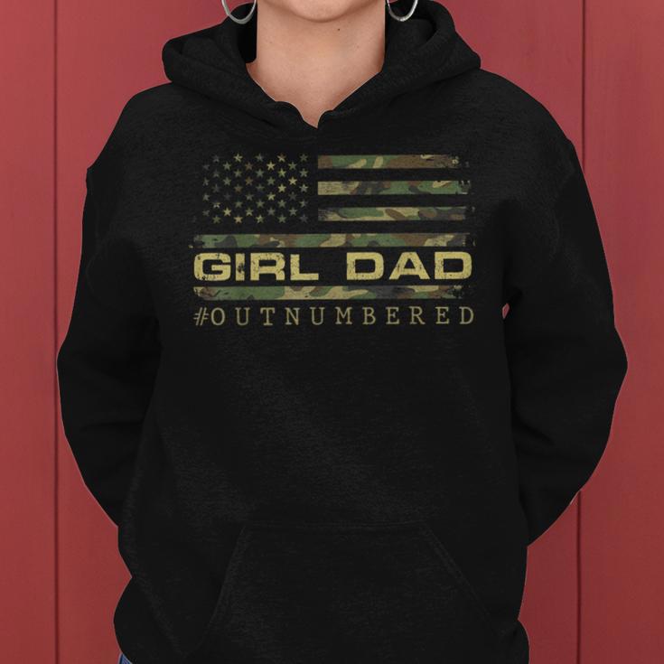 Girl Dad Outnumbered Us Flag Fathers Day From Wife Daughter Women Hoodie