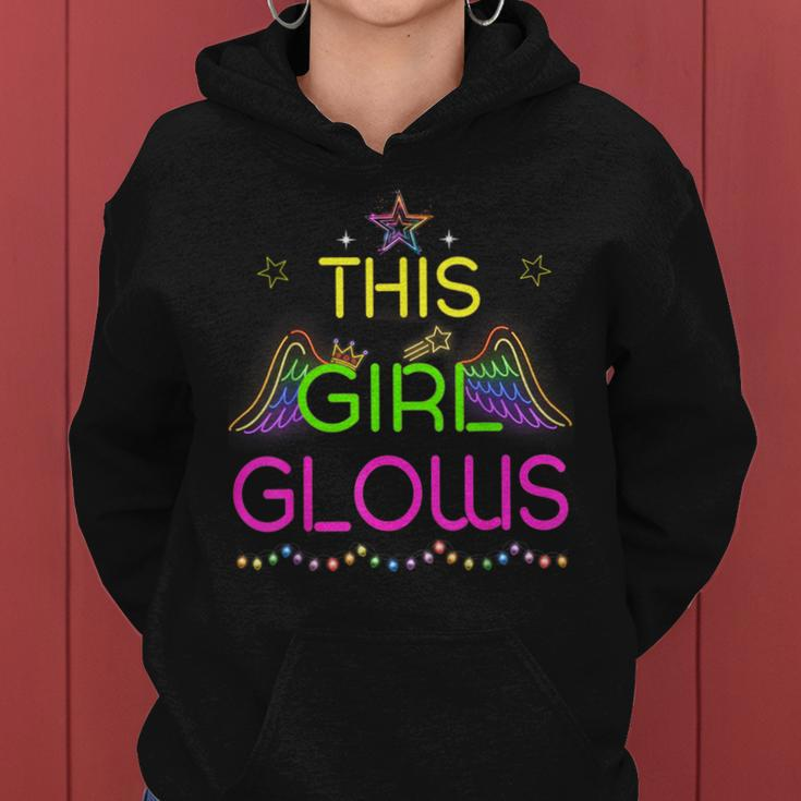 This Girl Glows Cute Girl Woman Tie Dye 80S Party Team Women Hoodie