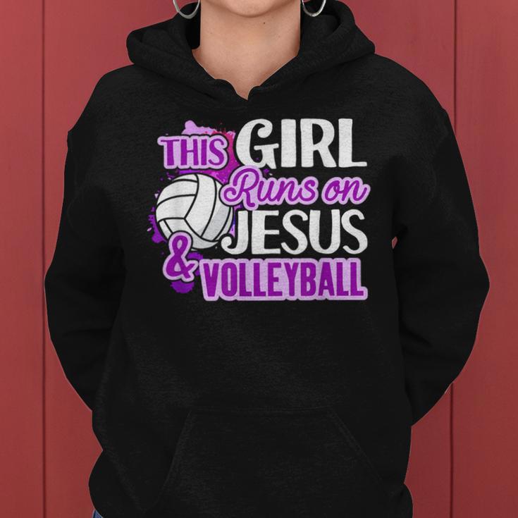 This Girl Runs On Jesus And Volleyball Christian Squad Women Hoodie