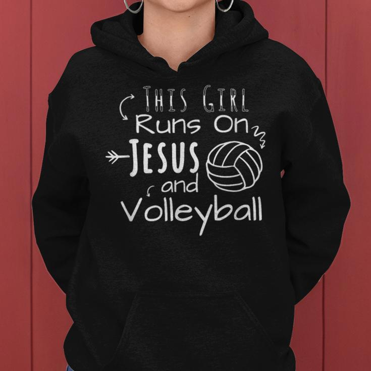 This Girl Runs On Jesus And Volleyball Christian Women Hoodie