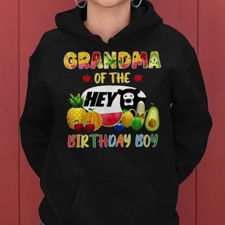 Grandma Of The Birthday Boy Family Fruit Hey Bear Birthday Women Hoodie