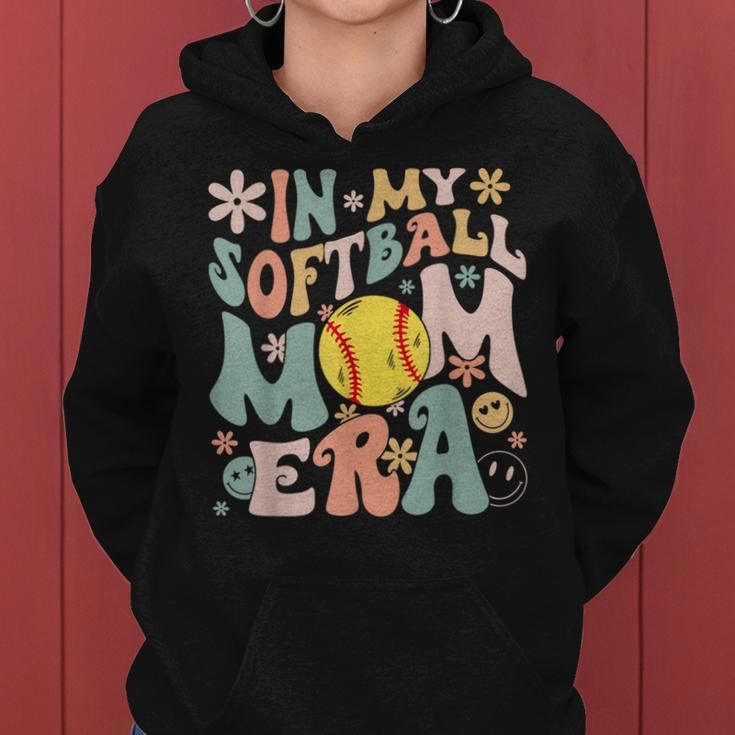 Groovy In My Softball Mom Era Mom Life Game Day Vibes Mama Women Hoodie