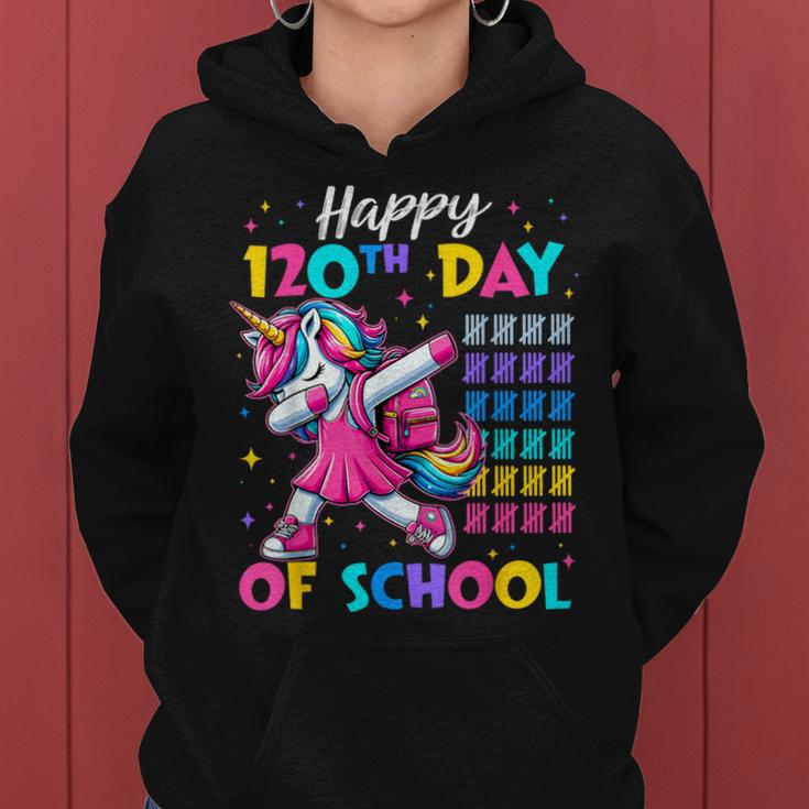 Happy 120Th Day Of School Cute Unicorn Girl 120 Days Smarter Women Hoodie