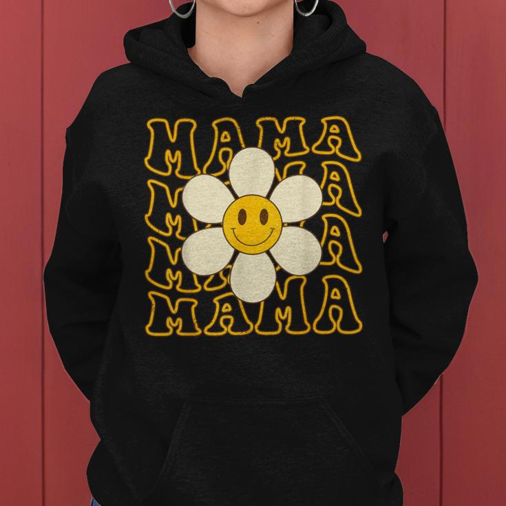 Happy Face Mama Groovy Daisy Flower Smiling Flower Women Hoodie