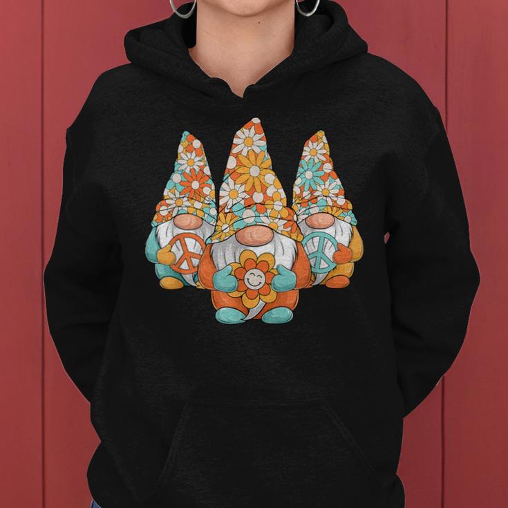 Hippie Gnomes Groovy Flower Peace 60S 70S Retro Gnome Women Hoodie