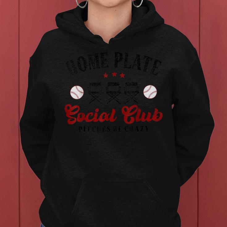 Home Plate Social Club Pitches Be Crazy Baseball Mom Womens Women Hoodie