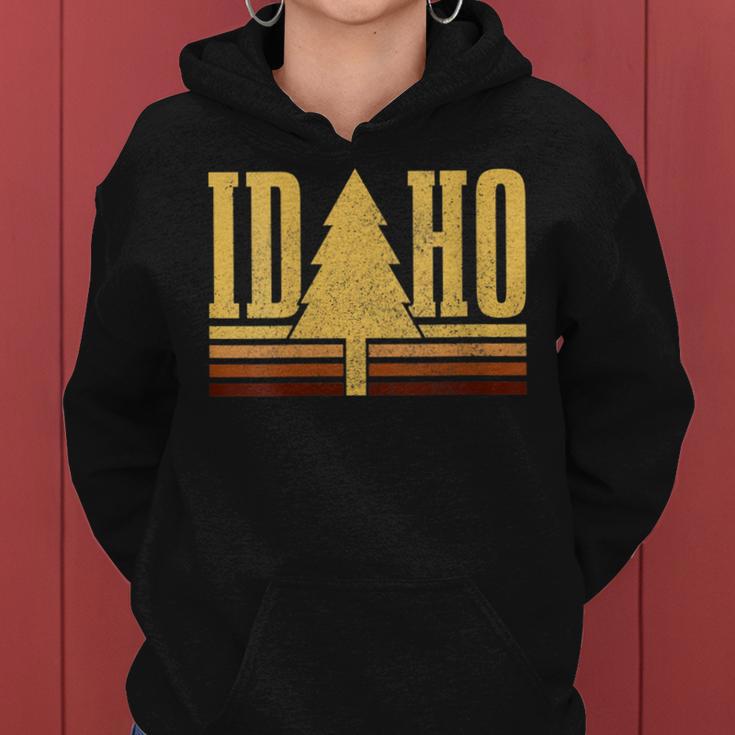 Idaho Vintage Tree State Pride Camping Hiking Idaho Women Hoodie