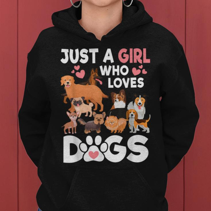 Just A Girl Who Loves Dogs Cute Dog Lover Women Hoodie