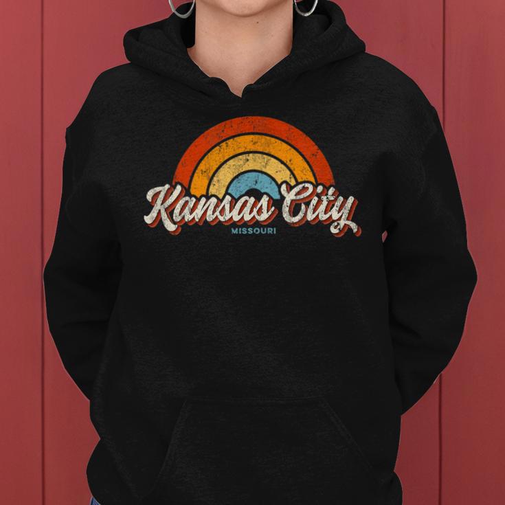 Kansas City Missouri Mo Vintage Rainbow Retro 70S Women Hoodie