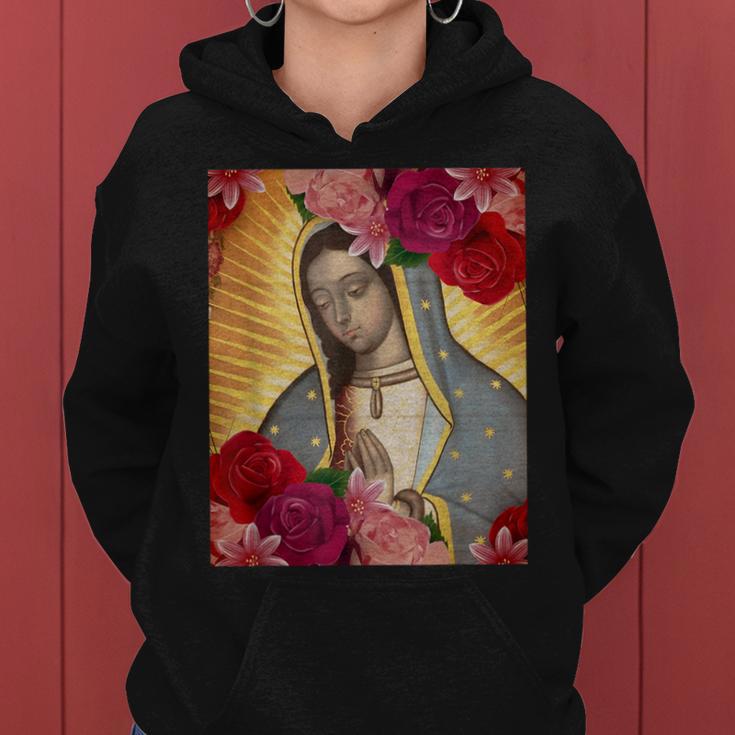 Our Lady Of Guadalupe Rose Blessed Mother Mary Catholic Women Hoodie