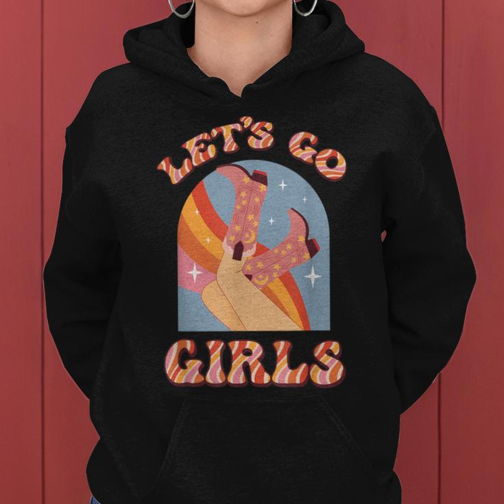 Let's Go Girls Vintage Western Country Cowgirl Boot Southern Women Hoodie