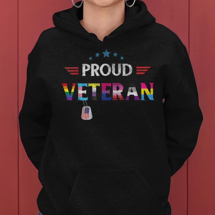 Lgbt Proud Veteran Rainbow Gay Pride Trans Flag Us Military Women Hoodie