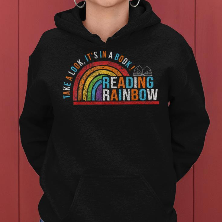Take A Look A Book Vintage Reading Librarian Rainbow Women Hoodie