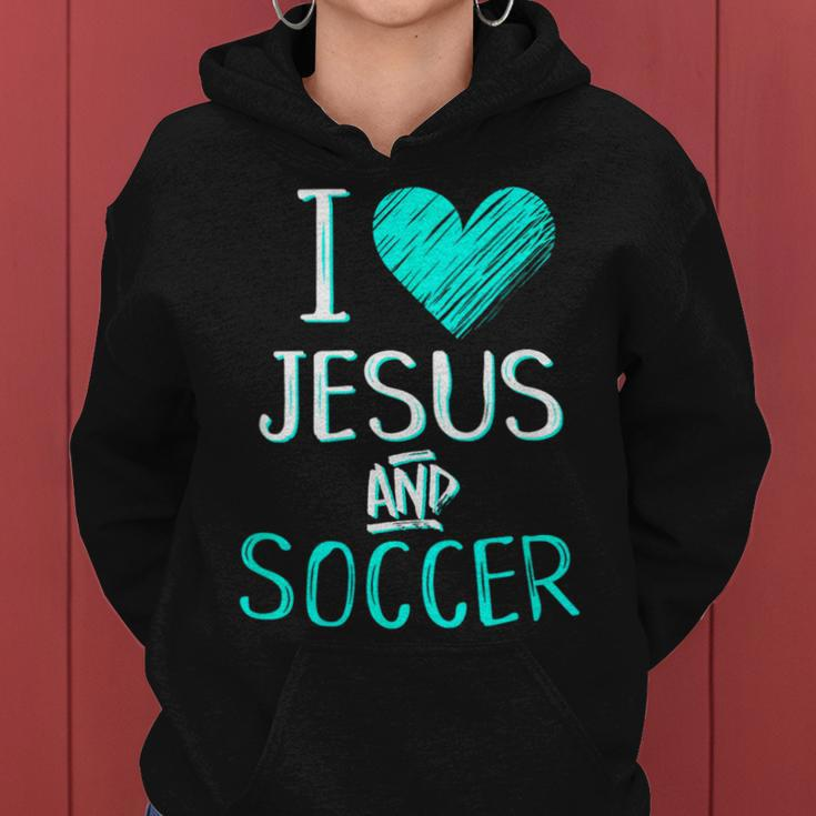 I Love Jesus And Soccer Christian Futbal Goalie Women Hoodie