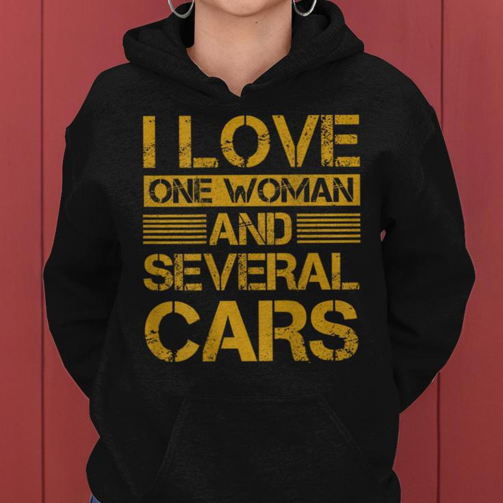 I Love One Woman And Several Cars On Back Women Hoodie