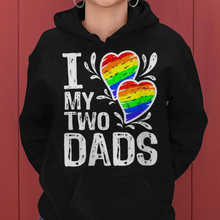 I Love My Two Dads Lgbt Pride Month And Father's Day Costume Women Hoodie