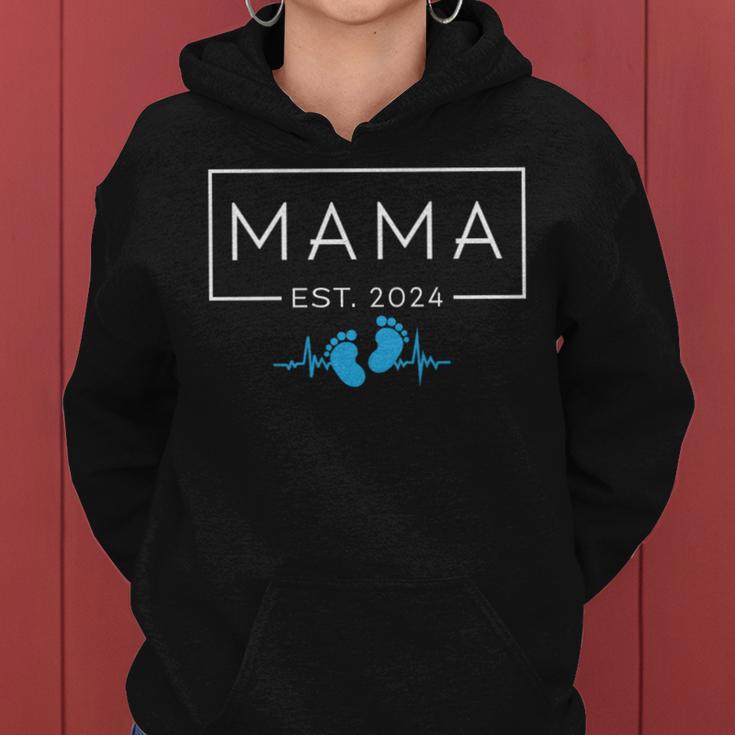 Mama Est 2024 Zur Mama Befördert Muttertag Mama 2024 Kapuzenpullover für Damen