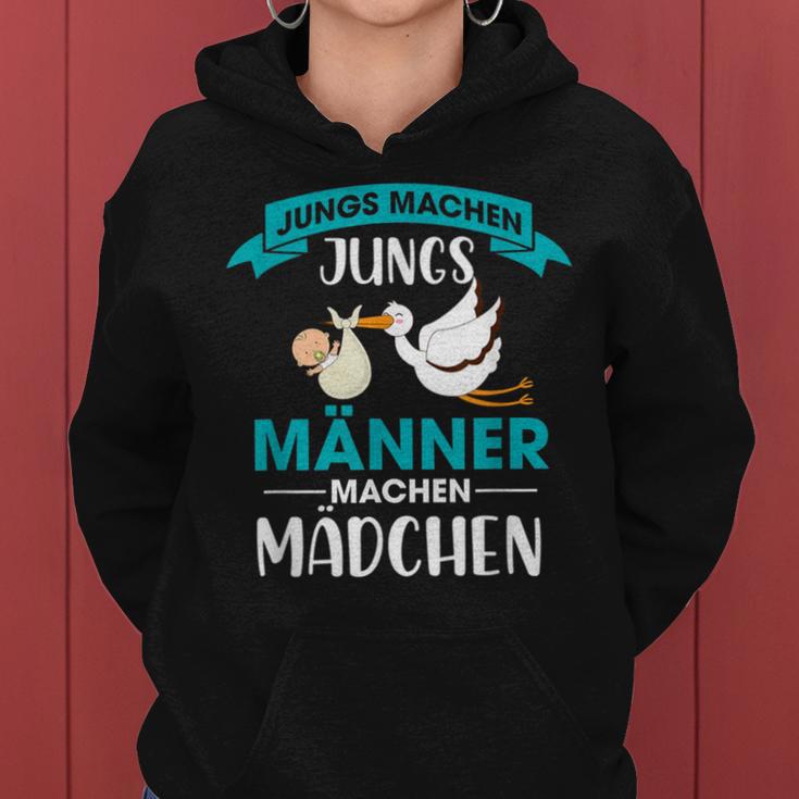 Männer Machen Mädchen Storch Ankündigung Werdender Papa Kapuzenpullover für Damen