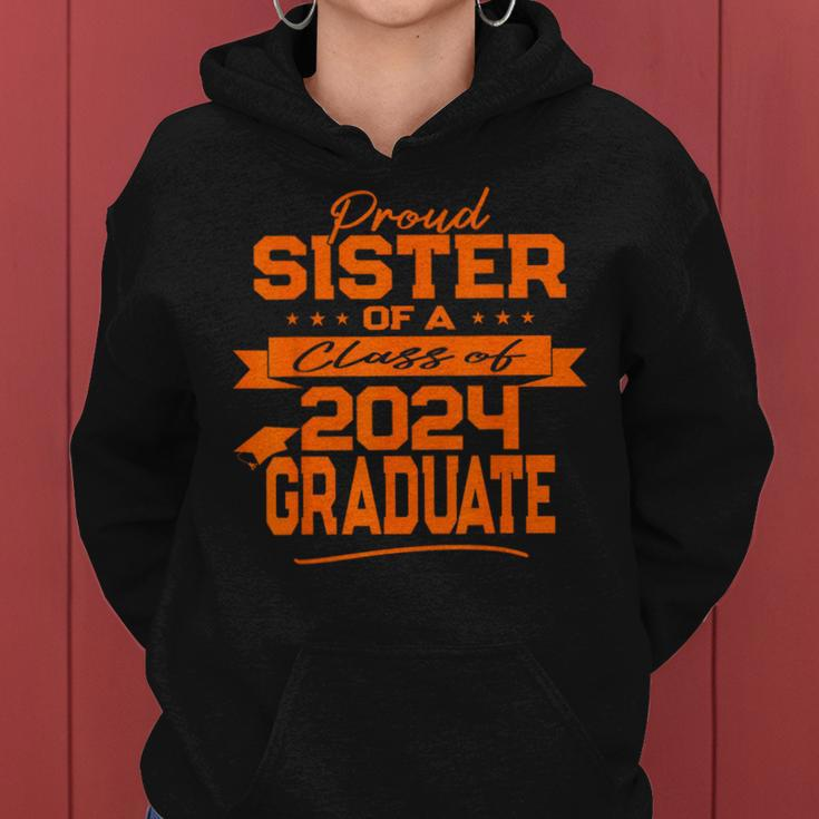 Matching Family Orange Proud Sister Class Of 2024 Graduate Women Hoodie