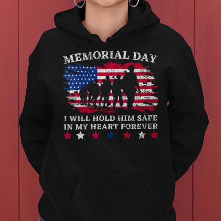 Memorial Day Usa Flag In My Heart Forever Remembrance Dad Women Hoodie