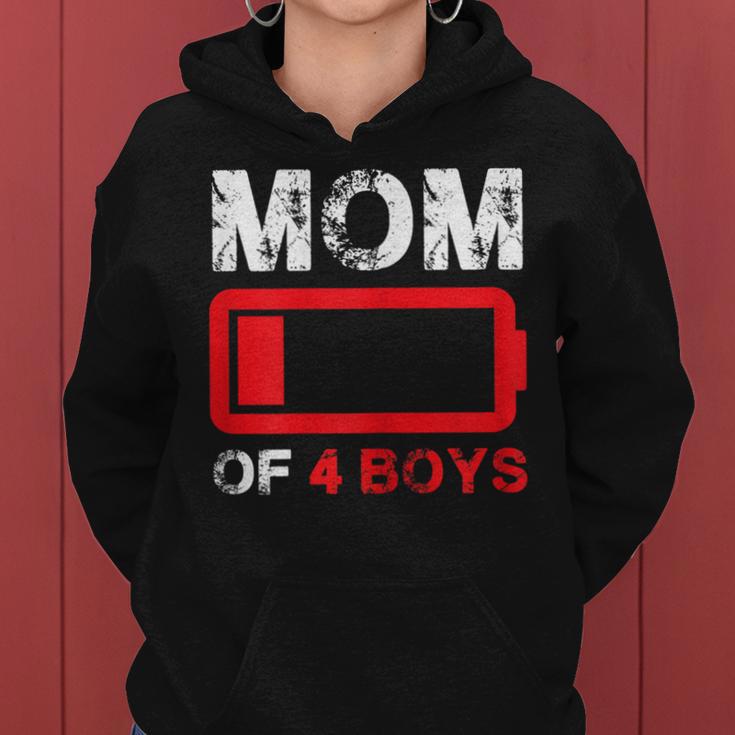 Mom Of 4 Boys Low Battery Mother's Day Women Hoodie