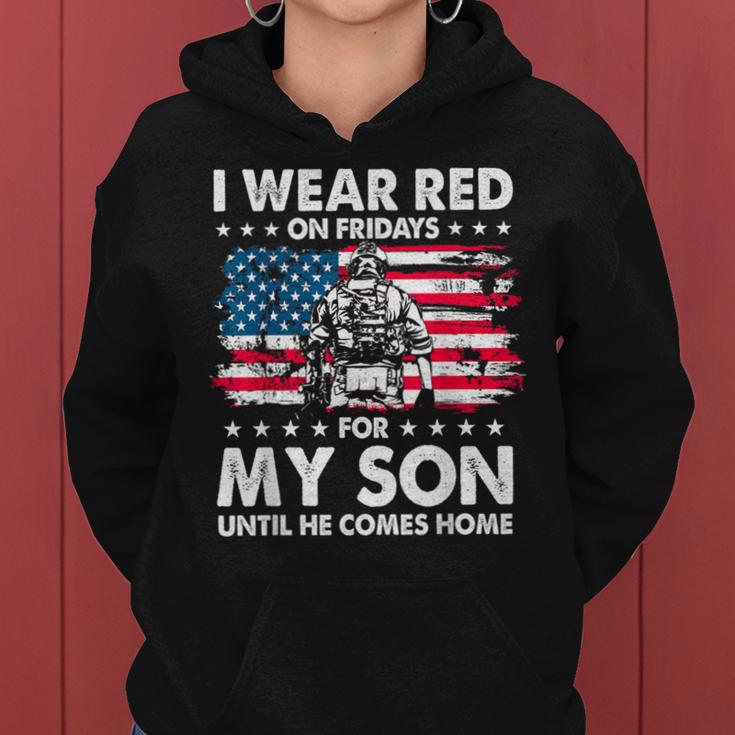 Mom Dad I Wear Red On Fridays For My Son American Flag Women Hoodie