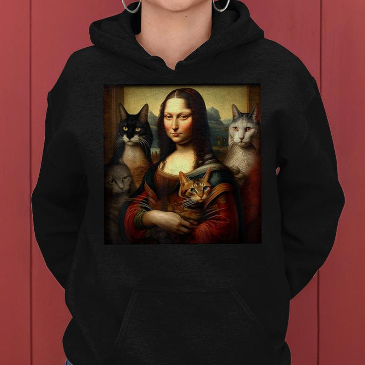 Mona Lisa Leonardo Da Vinci Cat Lady Cat Mom Cat Lover Women Hoodie