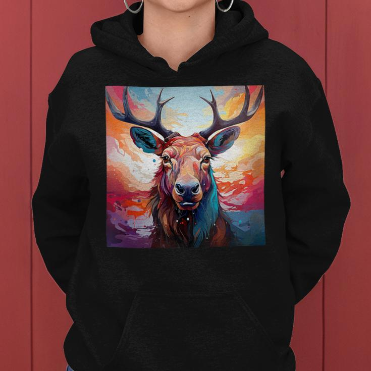 Moose Colorful Graphic Women Hoodie
