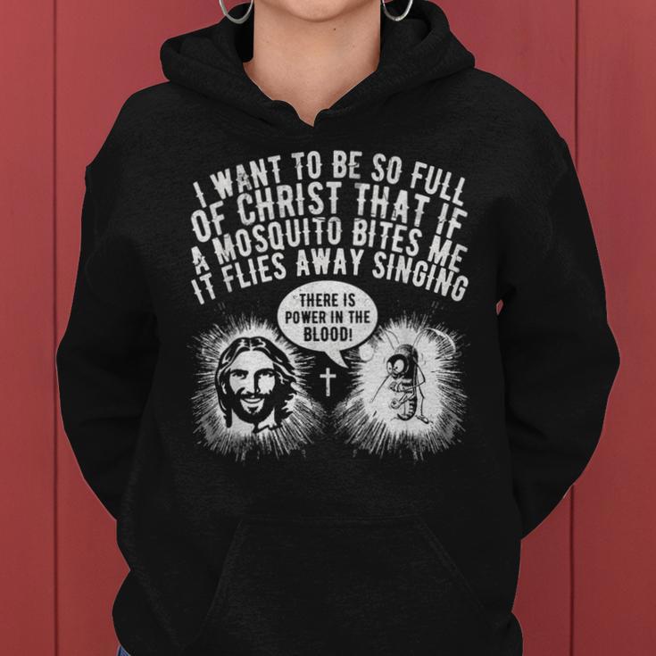 Mosquito Joke Christian Bible Jesus Power In The Blood Women Hoodie