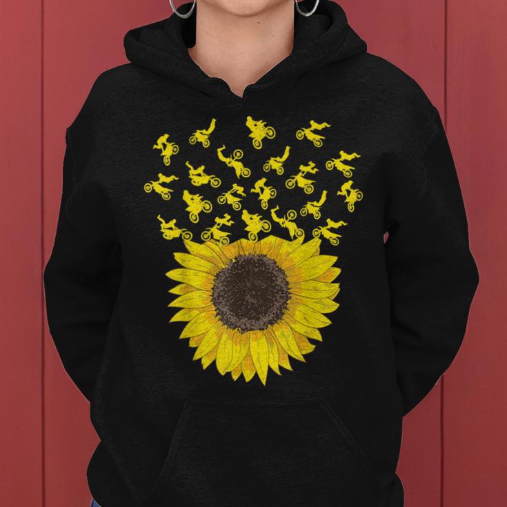 Motocross Sunflower For Biker And Dirt Bike Lover Women Hoodie