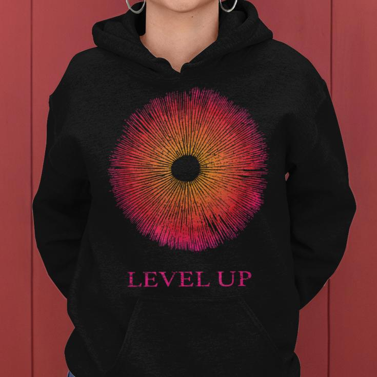Mushroom Spore Print Level Up Psychedelic Mycology Women Hoodie