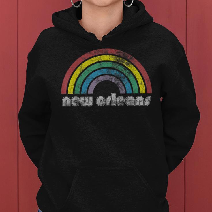 New Orleans Rainbow 70'S 80'S Style Retro Gay Pride Women Hoodie