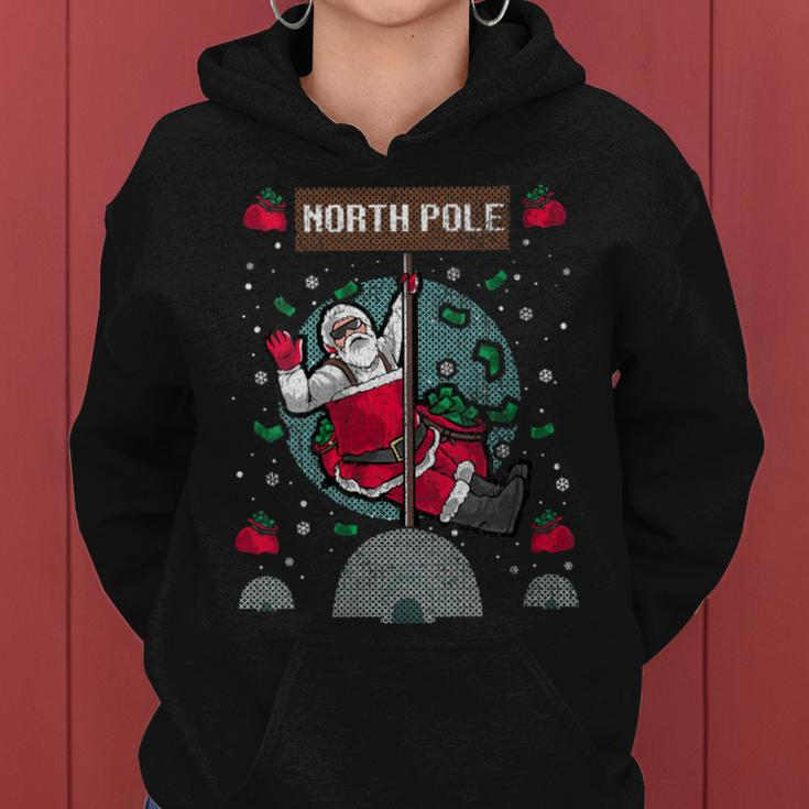 North Pole Dancer Pole Dancing Santa Claus Ugly Christmas Women Hoodie